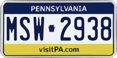 PA license plate MSW2938