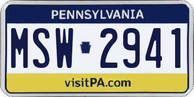 PA license plate MSW2941
