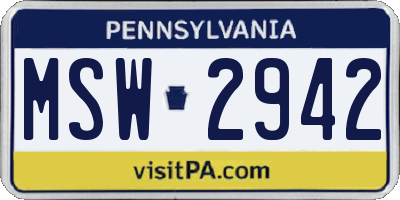 PA license plate MSW2942
