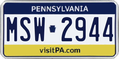 PA license plate MSW2944