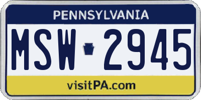 PA license plate MSW2945