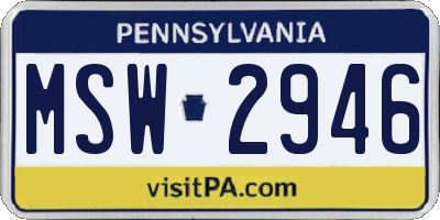 PA license plate MSW2946