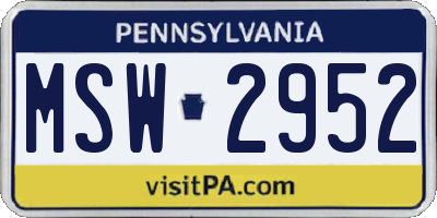 PA license plate MSW2952