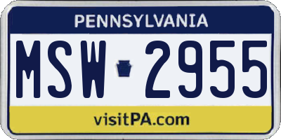 PA license plate MSW2955