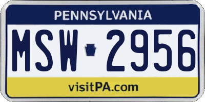 PA license plate MSW2956
