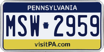 PA license plate MSW2959