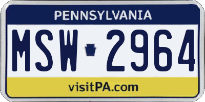 PA license plate MSW2964