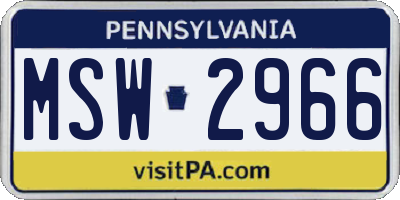 PA license plate MSW2966