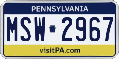 PA license plate MSW2967