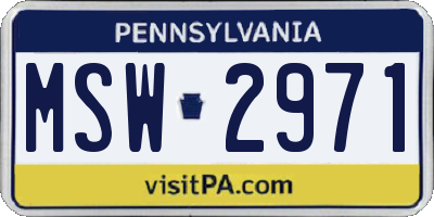 PA license plate MSW2971