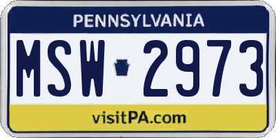 PA license plate MSW2973