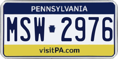 PA license plate MSW2976