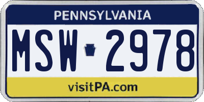 PA license plate MSW2978