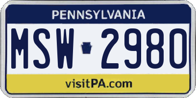 PA license plate MSW2980