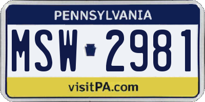PA license plate MSW2981
