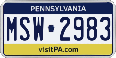 PA license plate MSW2983