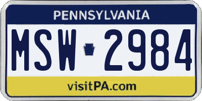 PA license plate MSW2984