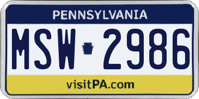 PA license plate MSW2986