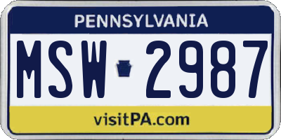 PA license plate MSW2987