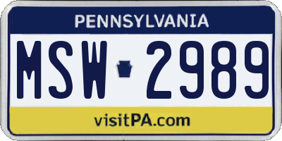 PA license plate MSW2989