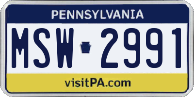 PA license plate MSW2991