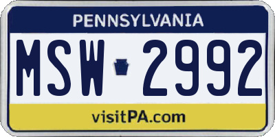 PA license plate MSW2992