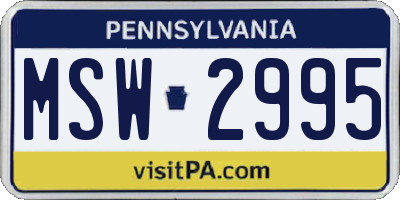 PA license plate MSW2995