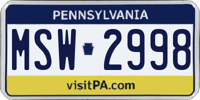 PA license plate MSW2998