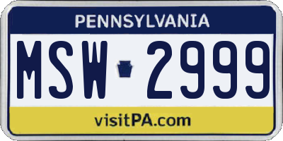 PA license plate MSW2999