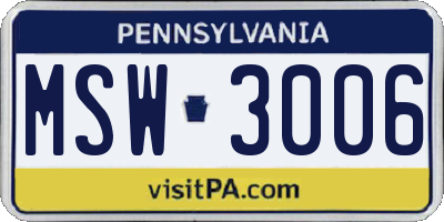 PA license plate MSW3006