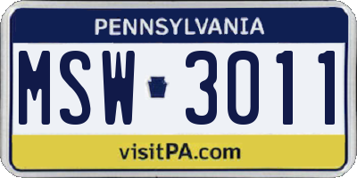 PA license plate MSW3011