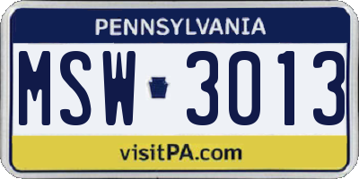 PA license plate MSW3013