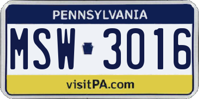 PA license plate MSW3016
