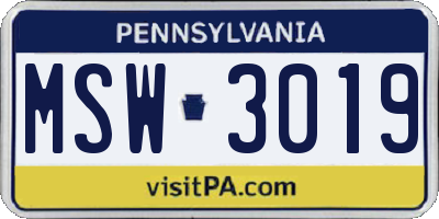 PA license plate MSW3019