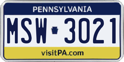 PA license plate MSW3021