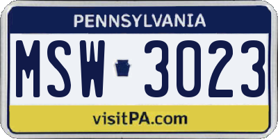 PA license plate MSW3023