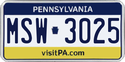 PA license plate MSW3025