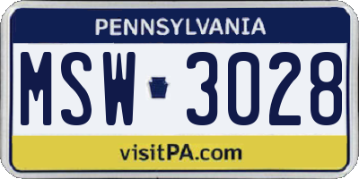 PA license plate MSW3028