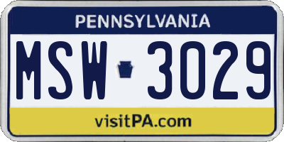 PA license plate MSW3029
