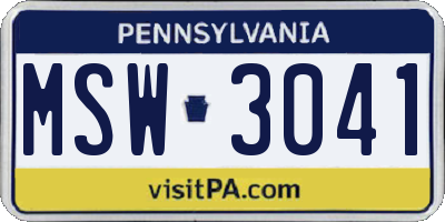 PA license plate MSW3041