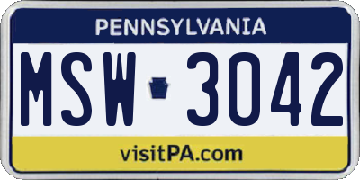PA license plate MSW3042