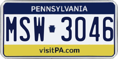 PA license plate MSW3046