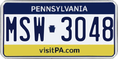 PA license plate MSW3048
