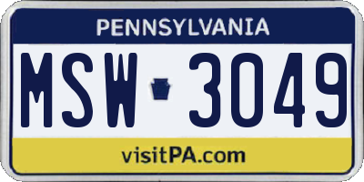 PA license plate MSW3049