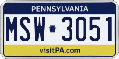 PA license plate MSW3051
