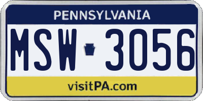 PA license plate MSW3056