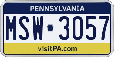 PA license plate MSW3057