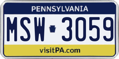 PA license plate MSW3059