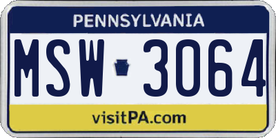 PA license plate MSW3064