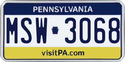 PA license plate MSW3068